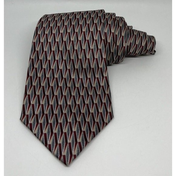 Resilio Tie 100% Silk Necktie Geometric Print Treated W/ Stain Resistant Fabric - Picture 1 of 10